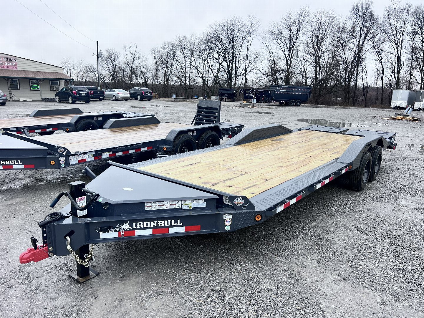 New 2025 IRON BULL 102X24 EQUIPMENT TRAILER W/8K AXLES, 16 PLY TIRES AND RAMPAGE RAMPS