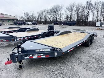New 2025 IRON BULL 102X24 EQUIPMENT TRAILER W/8K AXLES, 16 PLY TIRES AND RAMPAGE RAMPS