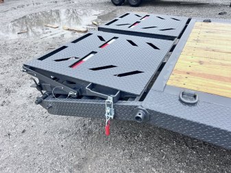 New 2025 IRON BULL 102X24 EQUIPMENT TRAILER W/8K AXLES, 16 PLY TIRES AND RAMPAGE RAMPS