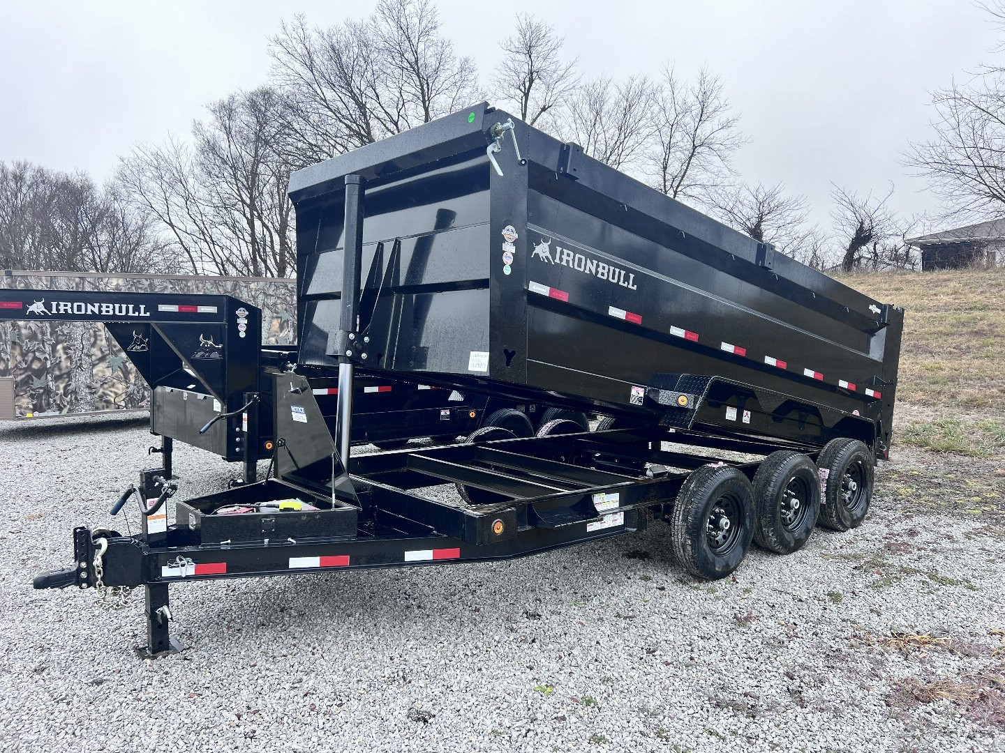 New 2025 IRON BULL 83X16 DUMP TRAILER W/ TRIPLE 7K AXLES AND 48" SIDES