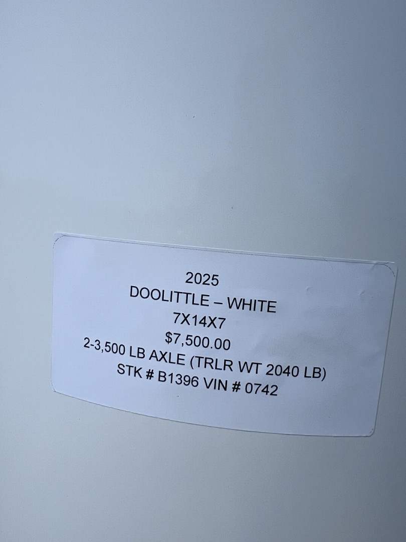 New 2025 DOOLITTLE 7X14X7 ENCLOSED CARGO TRAILER