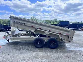 New 2024 IRON BULL 83X14 DUMP TRAILER W/ SCISSOR HOIST AND I-BEAM FRAME