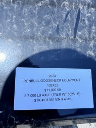 New 2024 IRON BULL 102X32 GOOSENECK EQUIPMENT TRAILER W/ DRIVE OVER FENDERS