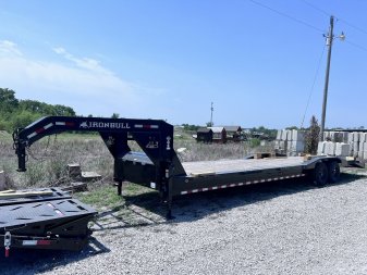 New 2024 IRON BULL 102X32 GOOSENECK EQUIPMENT TRAILER W/ DRIVE OVER FENDERS