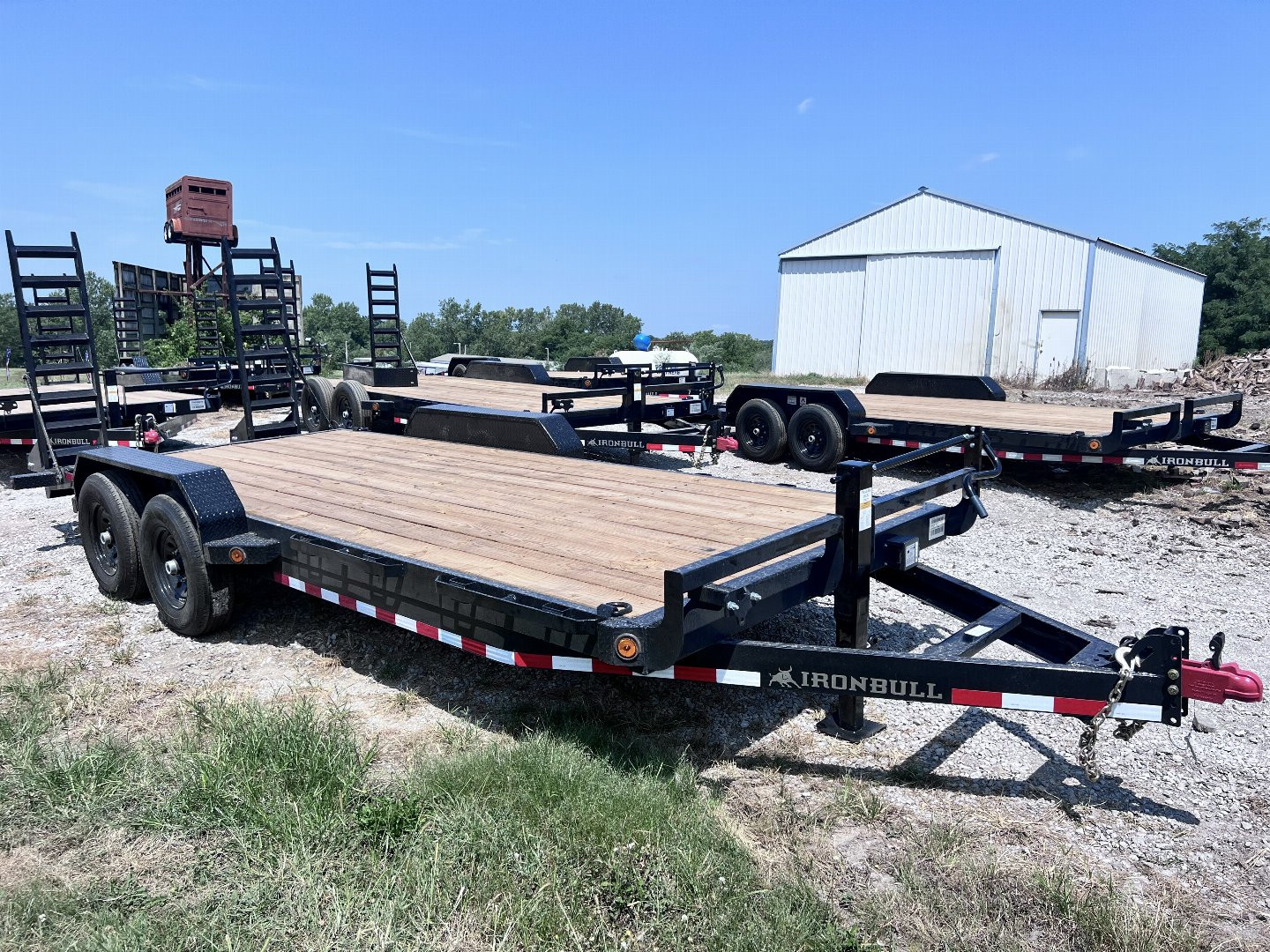 New 2024 IRON BULL 83X20 EQUIPMENT TRAILER W/FOLD UP RAMPS