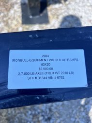 New 2024 IRON BULL 83X20 EQUIPMENT TRAILER W/FOLD UP RAMPS