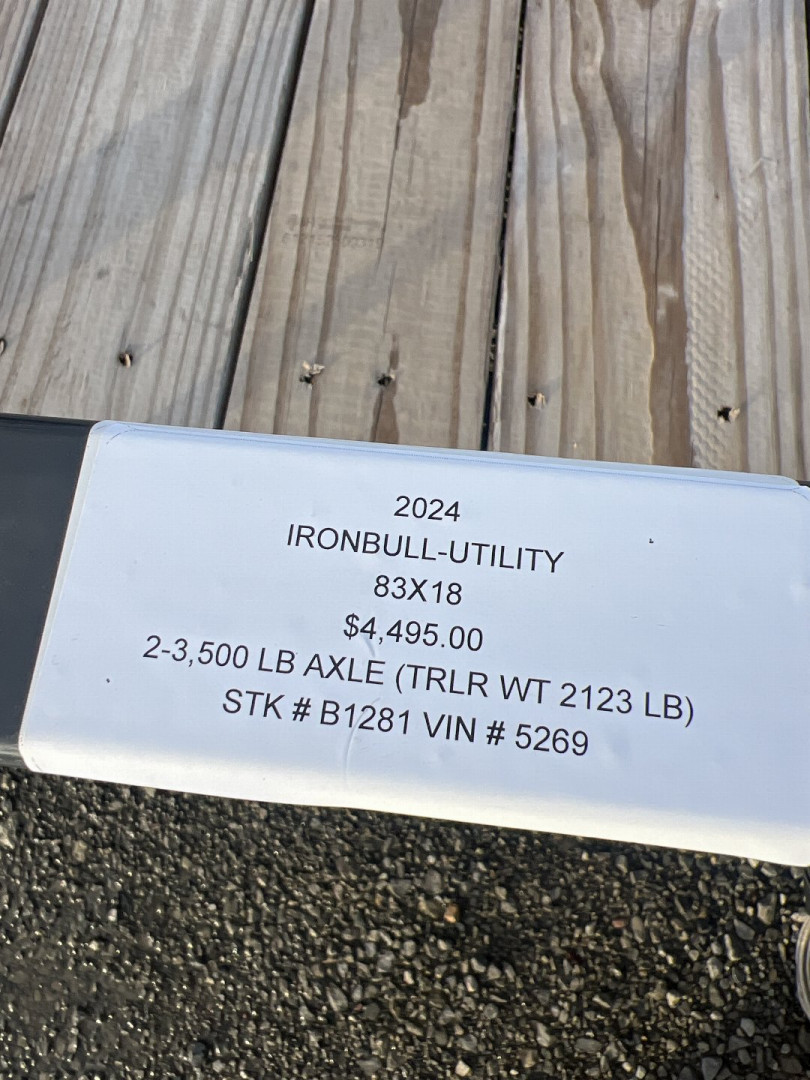 New 2024 IRON BULL 83X18 UTILITY TRAILER W/TANDEM AXLES AND 2 BRAKES