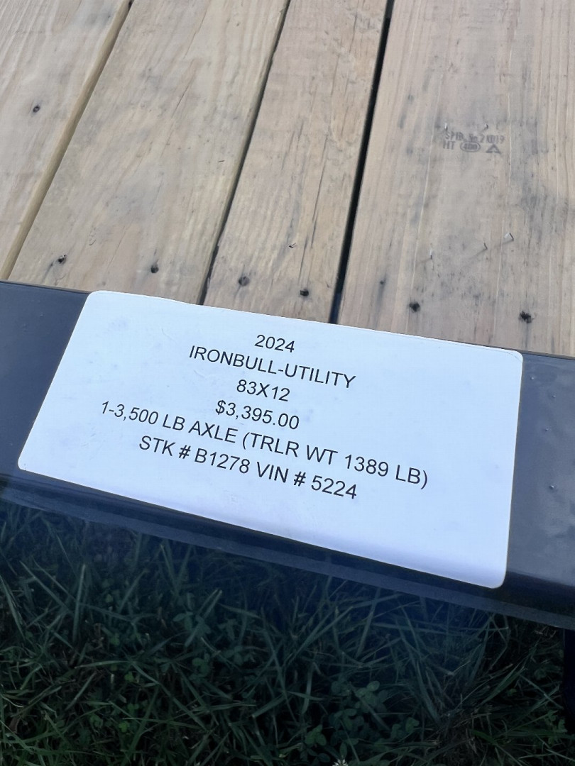 New 2024 IRON BULL 83X12 UTILITY TRAILER W/SINGLE AXLE AND BRAKE