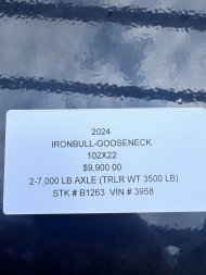 New 2024 IRON BULL 102X22 GOOSENECK EQUIPMENT TRAILER W/ DRIVE OVER FENDERS