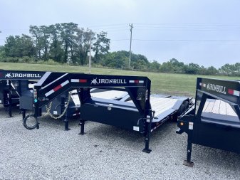 New 2024 IRON BULL 102X22 GOOSENECK EQUIPMENT TRAILER W/ DRIVE OVER FENDERS