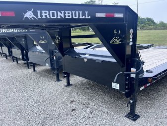 New 2024 IRON BULL 102X22 GOOSENECK EQUIPMENT TRAILER W/ DRIVE OVER FENDERS