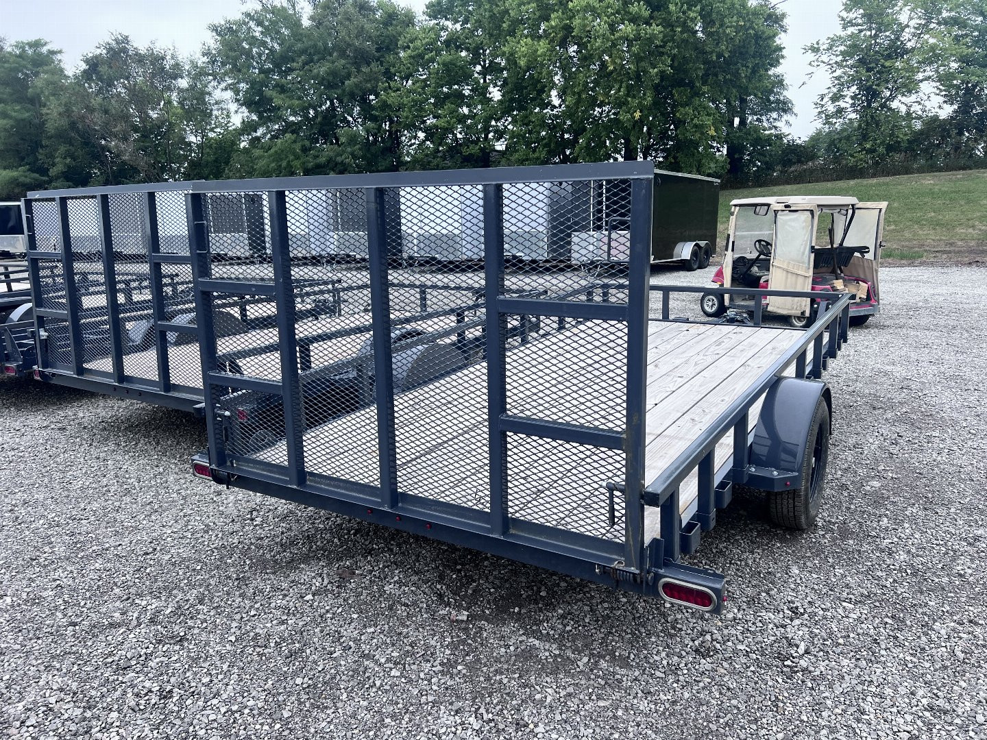 New 2023 IRON BULL 83X14 UTILITY TRAILER W/SINGLE AXLE, BRAKE AND FOLD DOWN SIDES