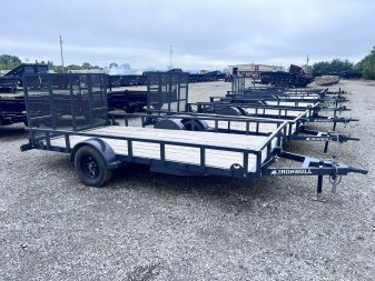 New 2023 IRON BULL 83X14 UTILITY TRAILER W/SINGLE AXLE, BRAKE AND FOLD DOWN SIDES