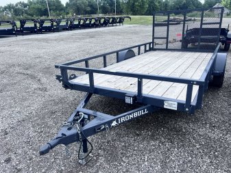 New 2023 IRON BULL 83X14 UTILITY TRAILER W/SINGLE AXLE, BRAKE AND FOLD DOWN SIDES