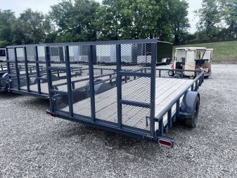 New 2023 IRON BULL 83X14 UTILITY TRAILER W/SINGLE AXLE, BRAKE AND FOLD DOWN SIDES