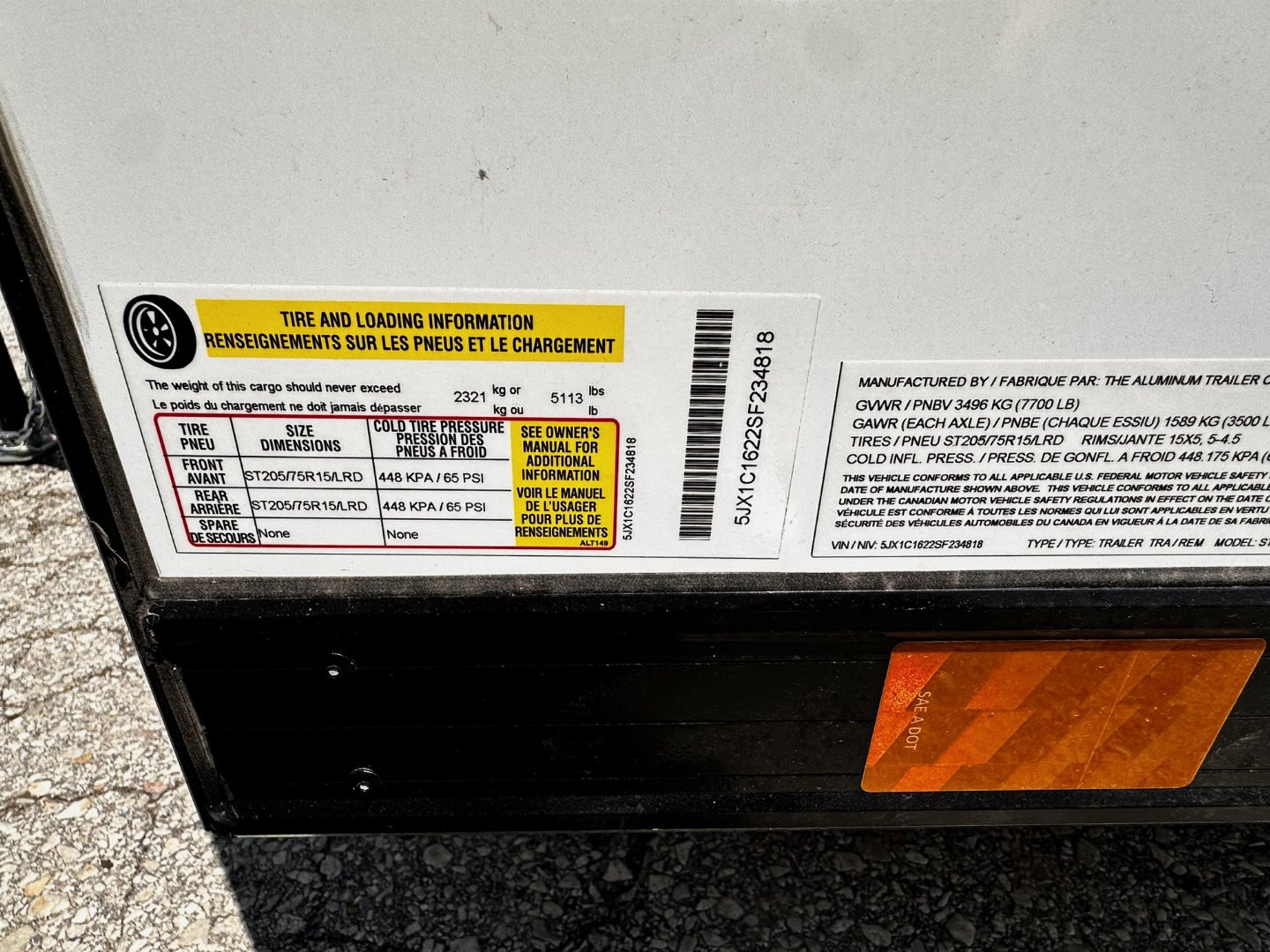 New 2025 ATC 7.5 x 16 "Sto 450 LifeTrac" Aluminum Trailer