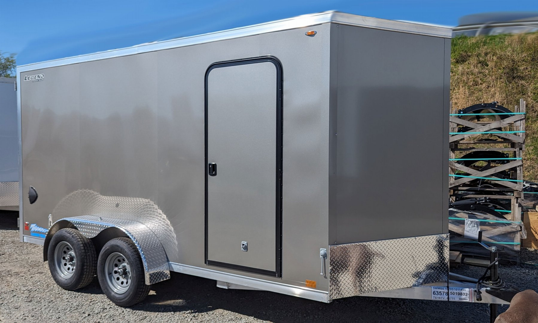 New 2026 Legend 7x14 + 2' V Thunder Aluminum Enclosed Cargo Trailer w/ Barn Doors