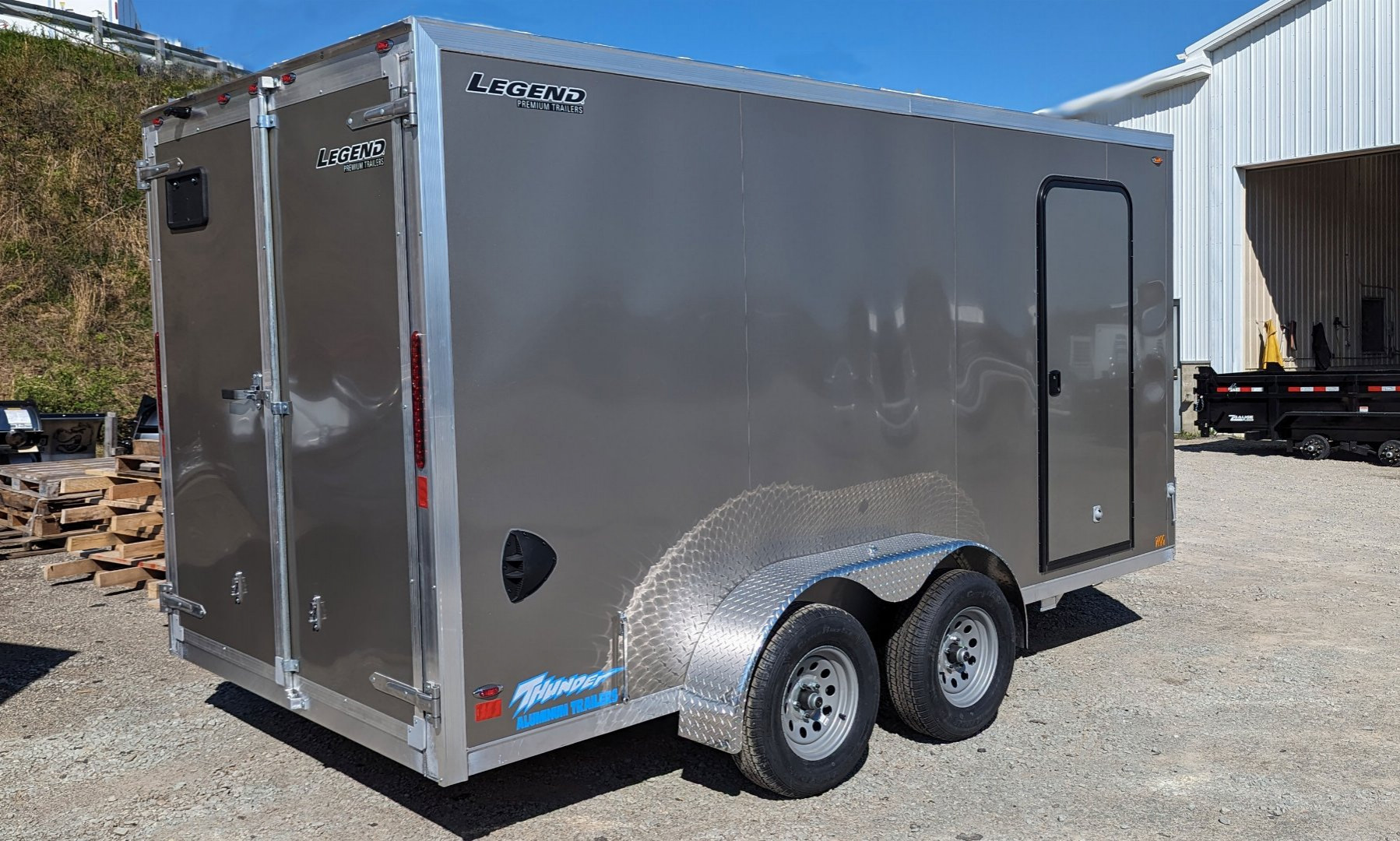 New 2026 Legend 7x14 + 2' V Thunder Aluminum Enclosed Cargo Trailer w/ Barn Doors