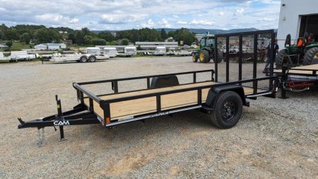 New 2025 CAM SUPERLINE 7x12 Tubular Top Rail Utility Trailer w/ Spring Assist Gate