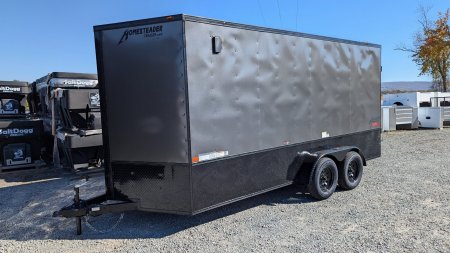 New 2026 Homesteader 7x16 Intrepid "OHV" V-Nose Cargo Trailer w/ Ramp Door (84" Inside)
