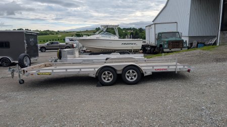 Used 2021 Aluma 6'6" x 20' Tandem Utility Trailer w/ Pull Out Ramps