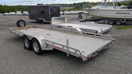 Used 2021 Aluma 6'6" x 20' Tandem Utility Trailer w/ Pull Out Ramps