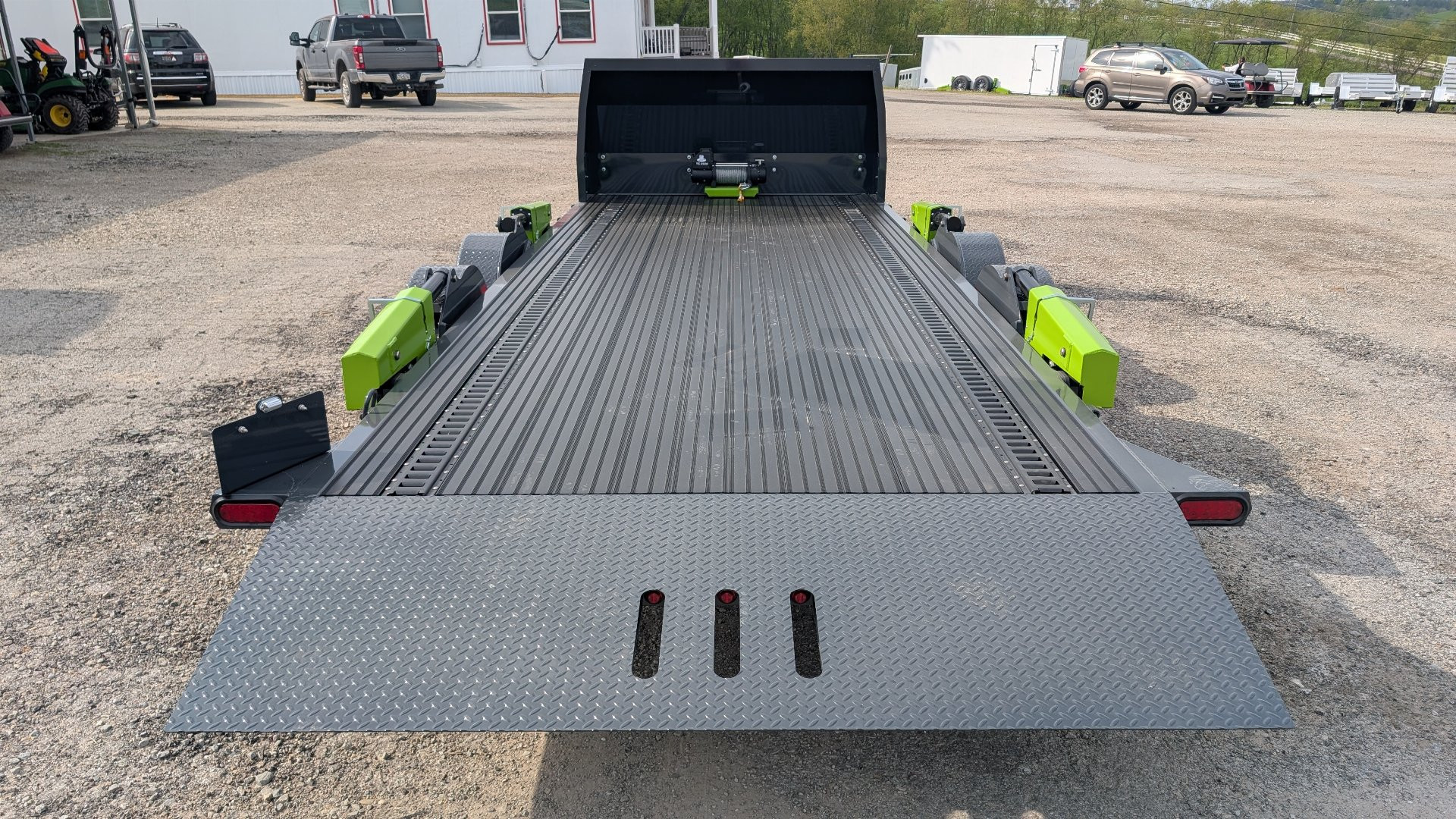 New 2025 "FlatTrak" by Belmont 7x18 Hydraulic Car Hauler w/ Hydraulic Jack