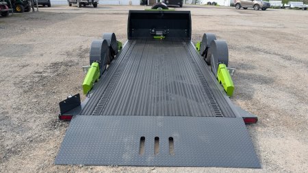 New 2025 "FlatTrak" by Belmont 7x18 Hydraulic Car Hauler w/ Hydraulic Jack
