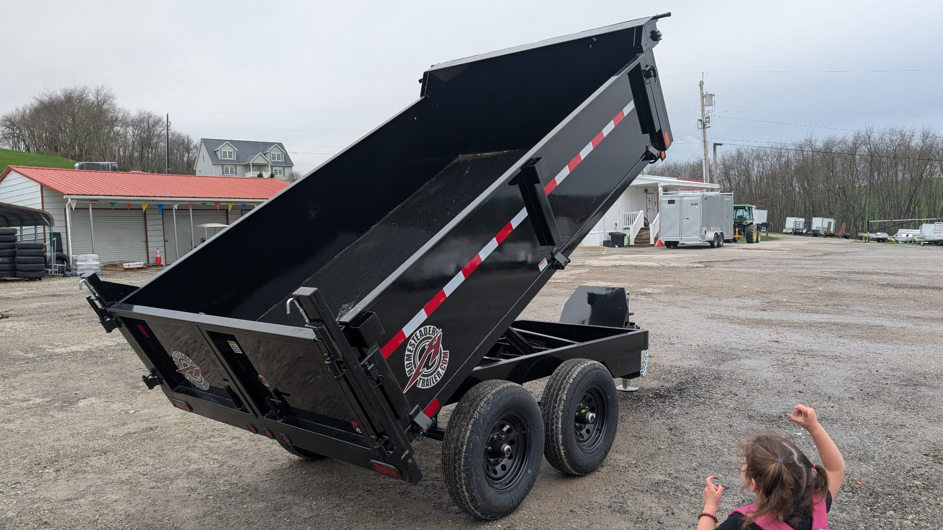 New 2025 Homesteader 6x10 Deckover Dump Trailer w/ Dropside on Curbside & Barn Doors