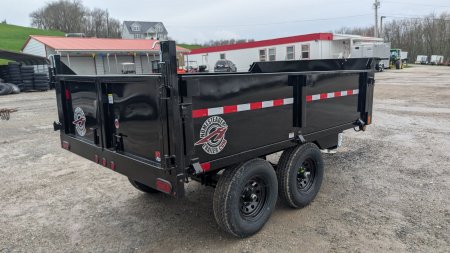 New 2025 Homesteader 6x10 Deckover Dump Trailer w/ Dropside on Curbside & Barn Doors