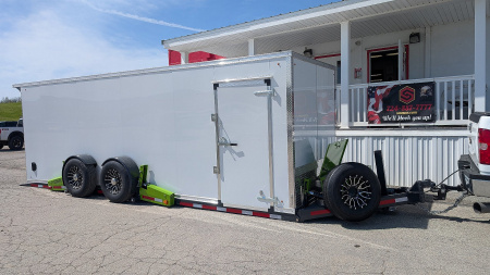 New 2025 FlatTrak 7x22 HD "DROP DECK FLOOR" TILT Cargo Equipment Trailer with Roll Up Rear Door