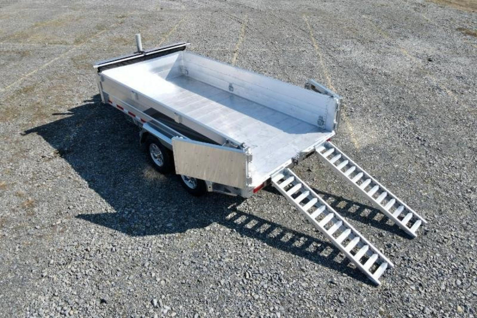 New 2025 EBY 6'10" x 16 HD ALL ALUMINUM Equipment Dump Trailer w/ Barn Door/Spreader Gate