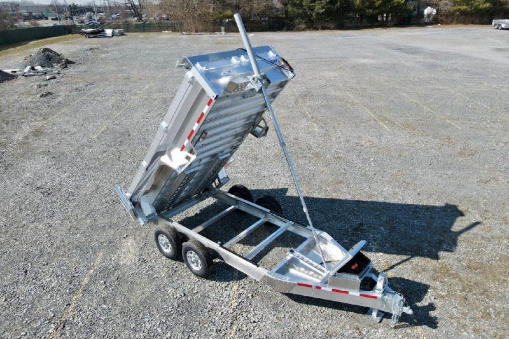 New 2025 EBY 6'10" x 16 HD ALL ALUMINUM Equipment Dump Trailer w/ Barn Door/Spreader Gate
