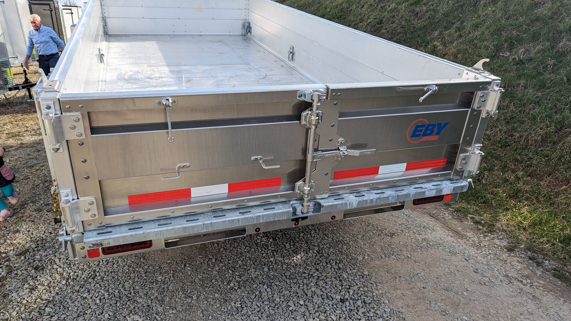 New 2025 EBY 6'10" x 16 HD ALL ALUMINUM Equipment Dump Trailer w/ Barn Door/Spreader Gate