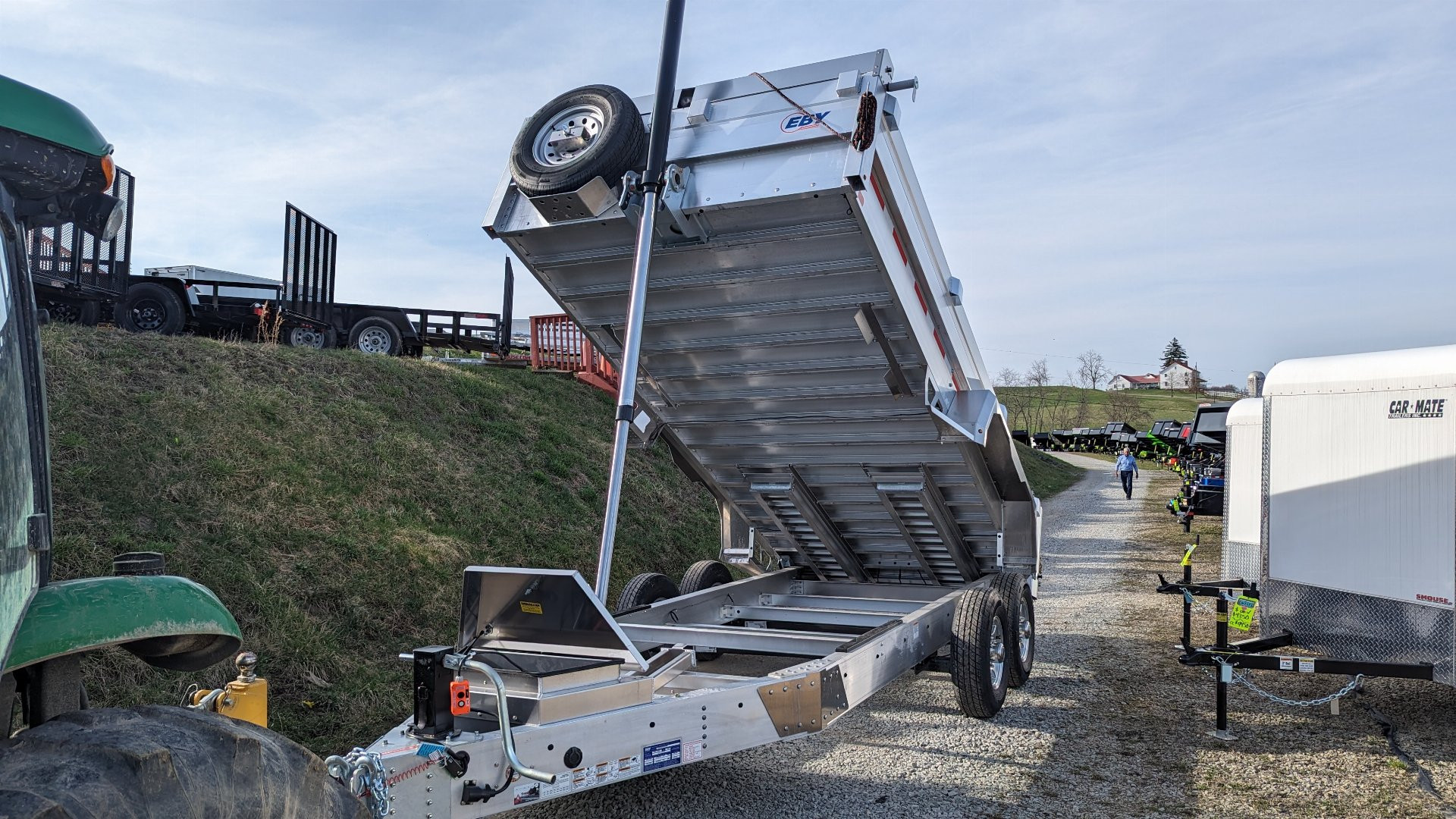 New 2025 EBY 6'10" x 16 HD ALL ALUMINUM Equipment Dump Trailer w/ Barn Door/Spreader Gate