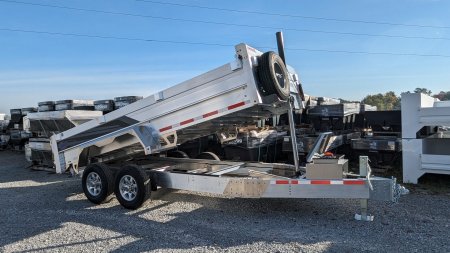 New 2025 EBY 6'10" x 16 HD ALL ALUMINUM Equipment Dump Trailer w/ Barn Door/Spreader Gate