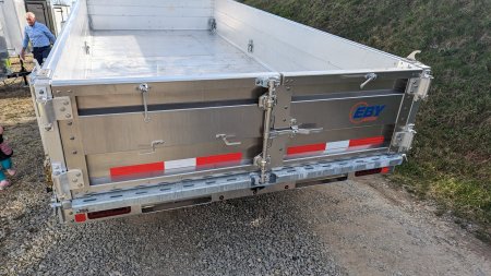 New 2025 EBY 6'10" x 16 HD ALL ALUMINUM Equipment Dump Trailer w/ Barn Door/Spreader Gate