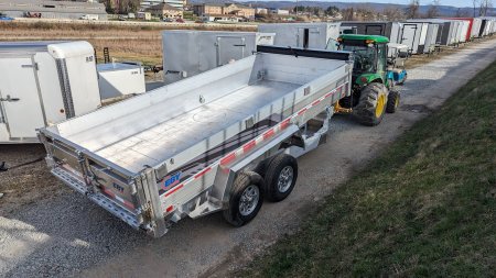New 2025 EBY 6'10" x 16 HD ALL ALUMINUM Equipment Dump Trailer w/ Barn Door/Spreader Gate