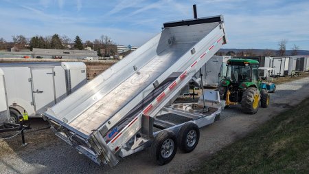 New 2025 EBY 6'10" x 16 HD ALL ALUMINUM Equipment Dump Trailer w/ Barn Door/Spreader Gate