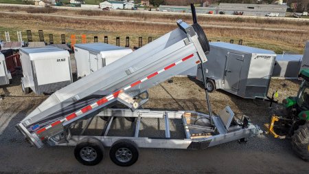 New 2025 EBY 6'10" x 16 HD ALL ALUMINUM Equipment Dump Trailer w/ Barn Door/Spreader Gate