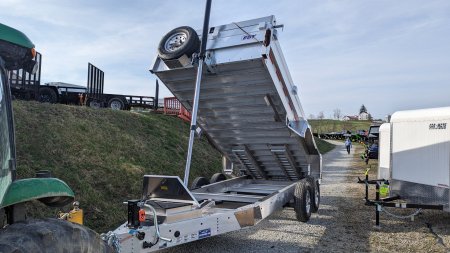 New 2025 EBY 6'10" x 16 HD ALL ALUMINUM Equipment Dump Trailer w/ Barn Door/Spreader Gate
