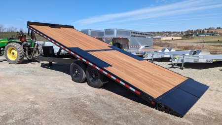 New 2025 BWise 22' HD Deckover Power Tilt Trailer w/ Hydraulic Jack