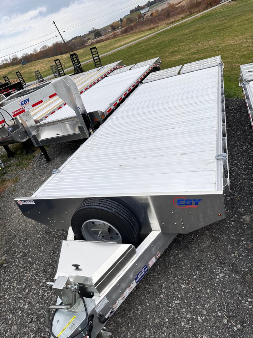 New 2025 EBY 24'6" TRADESMAN Aluminum HD DECKOVER Trailer w/ 50/50 Fold Flat Ramps