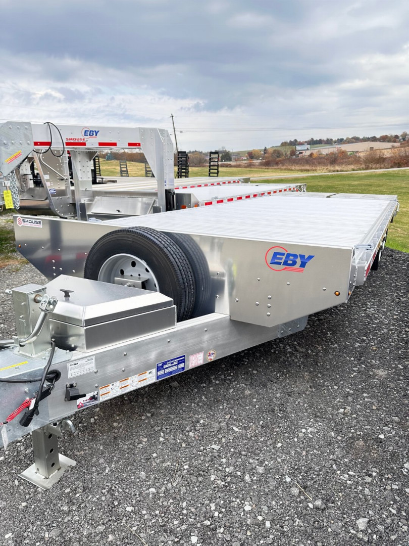 New 2025 EBY 24'6" TRADESMAN Aluminum HD DECKOVER Trailer w/ 50/50 Fold Flat Ramps