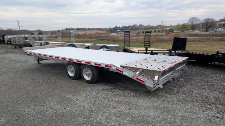 New 2025 EBY 24'6" TRADESMAN Aluminum HD DECKOVER Trailer w/ 50/50 Fold Flat Ramps