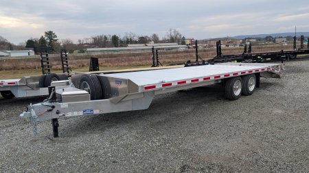 New 2025 EBY 24'6" TRADESMAN Aluminum HD DECKOVER Trailer w/ 50/50 Fold Flat Ramps