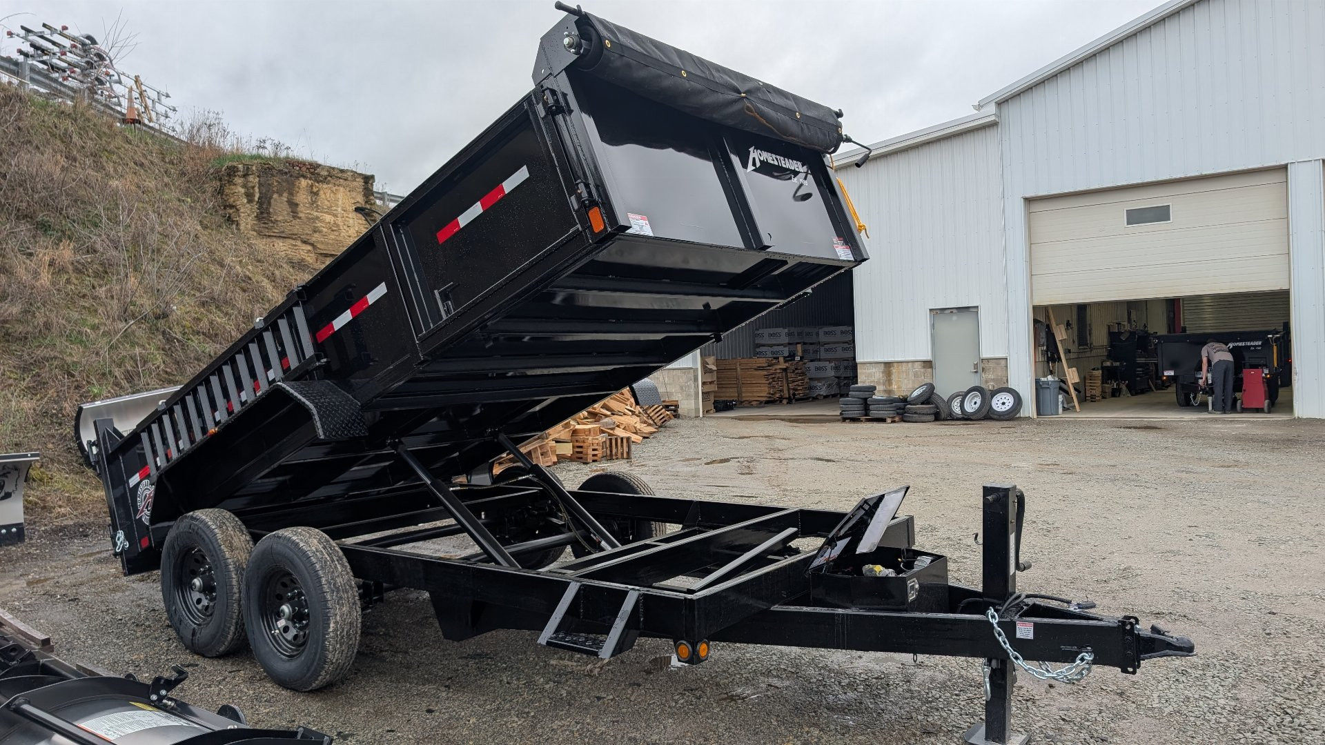 New 2025 Homesteader 6'8" x 14 HD Lo Pro Equipment Dump Trailer w/ SIDE GATE (LEFTOVER PRICING!!!)(PRICE DROP!!)