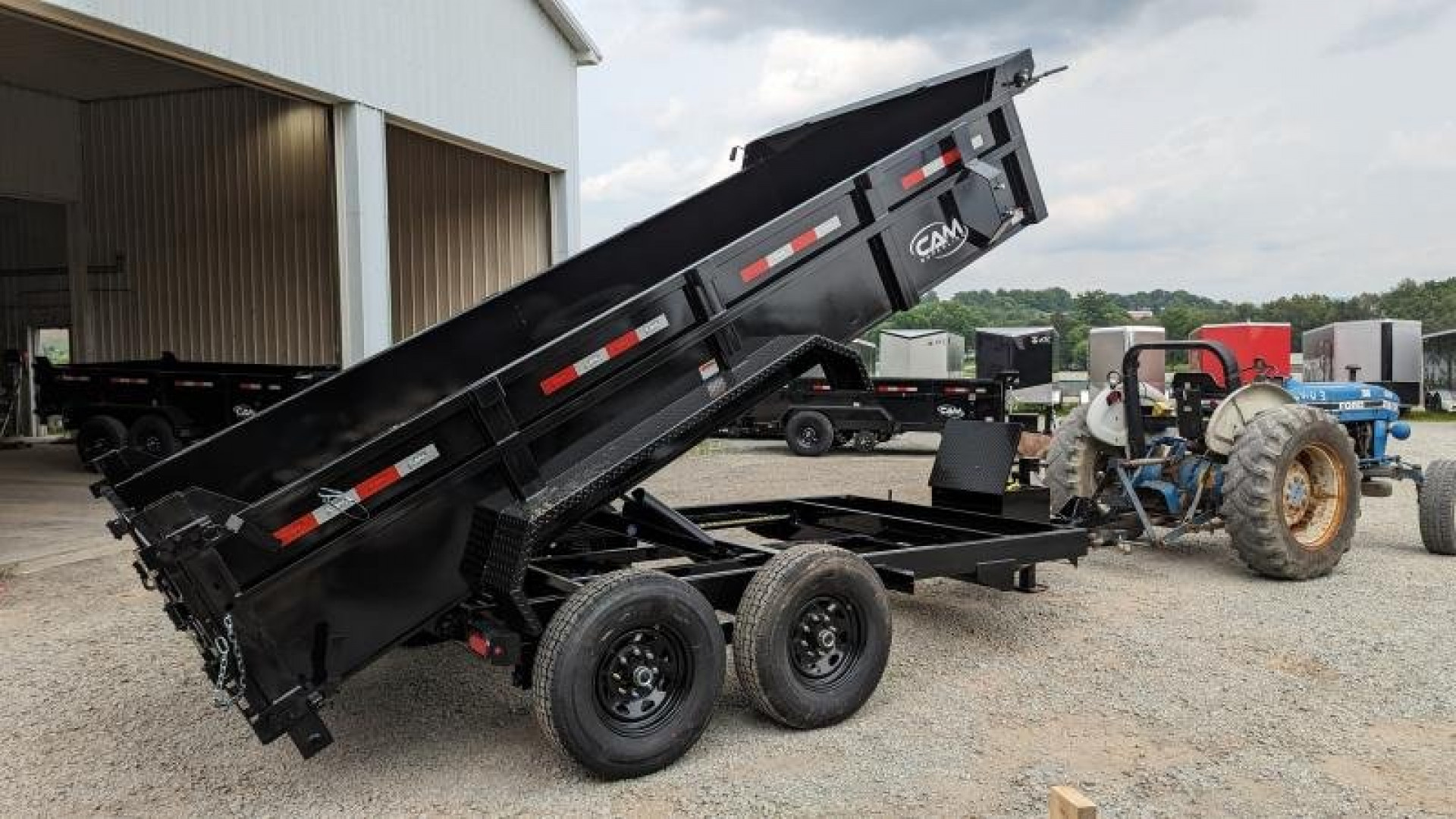 New 2025 CAM Superline 6'10" x 14 HD Scissor Lo Pro Equipment Dump Trailer (7K Axles)