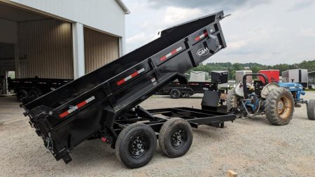 New 2025 CAM Superline 6'10" x 14 HD Scissor Lo Pro Equipment Dump Trailer (7K Axles)