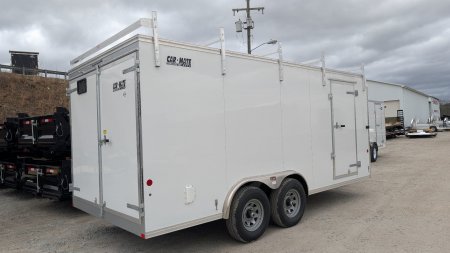 New 2025 Car Mate 8x18 HD Custom Contractor Trailer w/ Barn Doors (9990# GVW - 8 Bolt Wheels!)